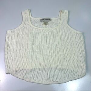 Cotton Emporium Off White Crotchet Woven Crop Tank Top sz XL